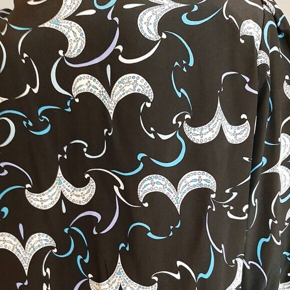 1980s 90s Vintage Black Print Silk Designer Tunic Oversized Blouse Emilio Pucci - Picture 5 of 7